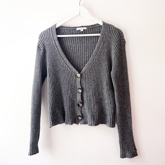 Grey Ribbed Cardigan - Picture 6 of 10